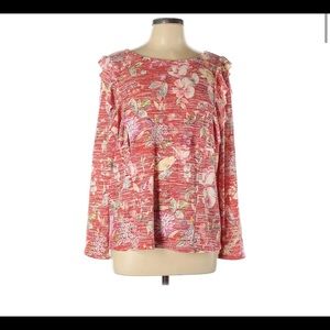 LC Lauren Conrad Floral Ruffled Pullover Sweater Blouse Size XL
